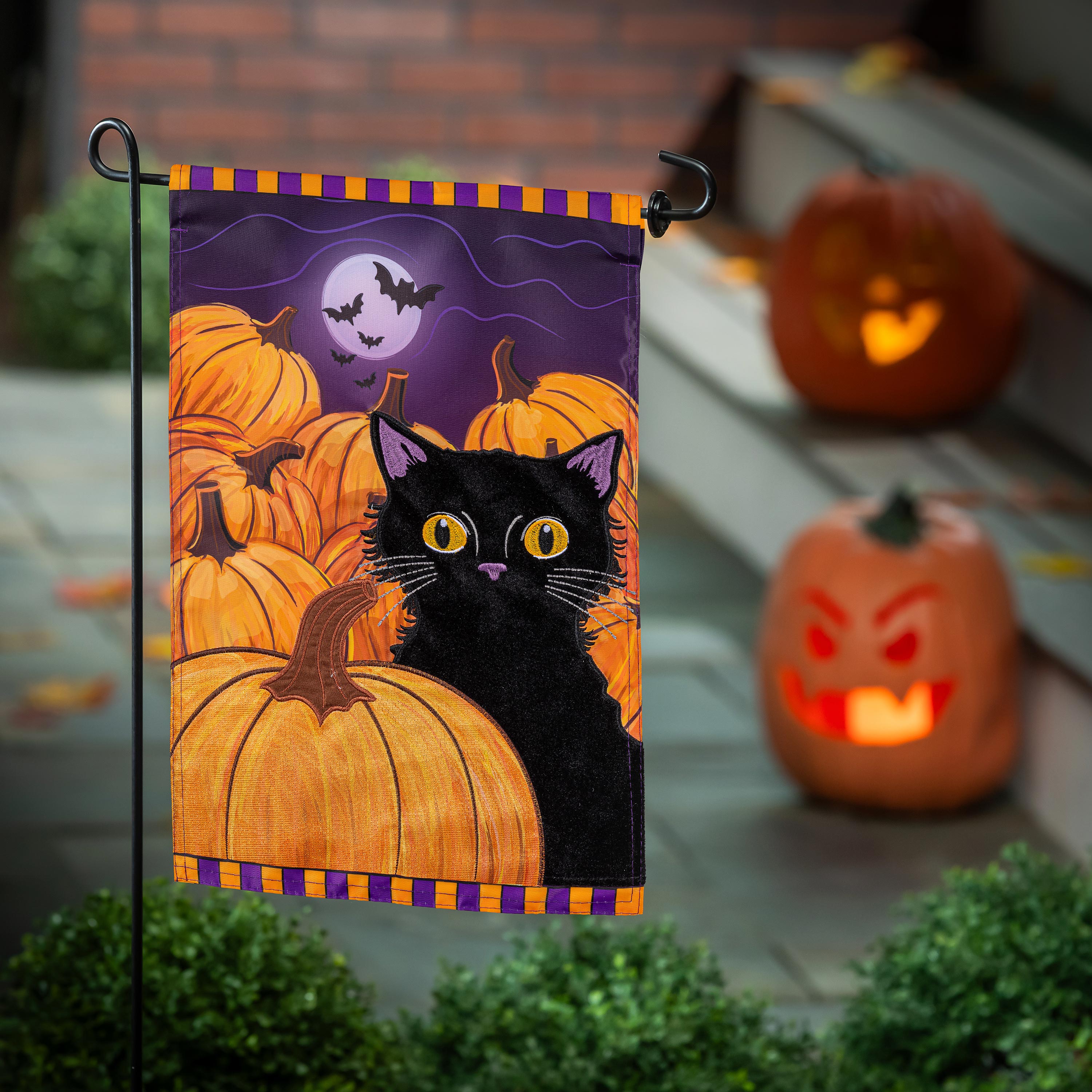Pumpkin Patch Cat Applique Garden Flag - Sports Collectibles, Sports Memorabilia, Sports Fan Shop, Sports Gifts