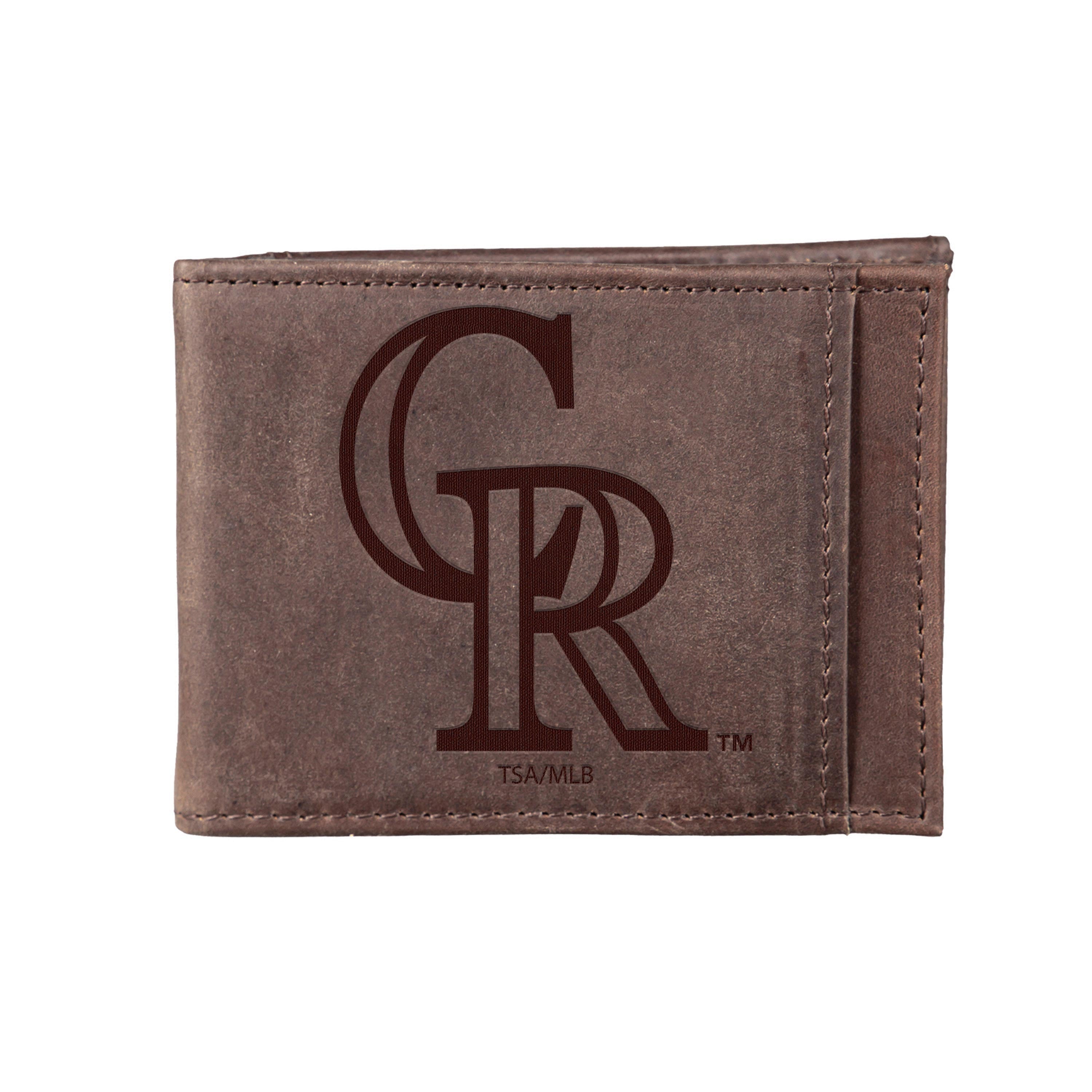 Colorado Rockies Front Pocket Wallet w/ RFID Blocking Brown - Sports Gifts, Sports Memorabilia, Sports Collectibles, Fan Shop