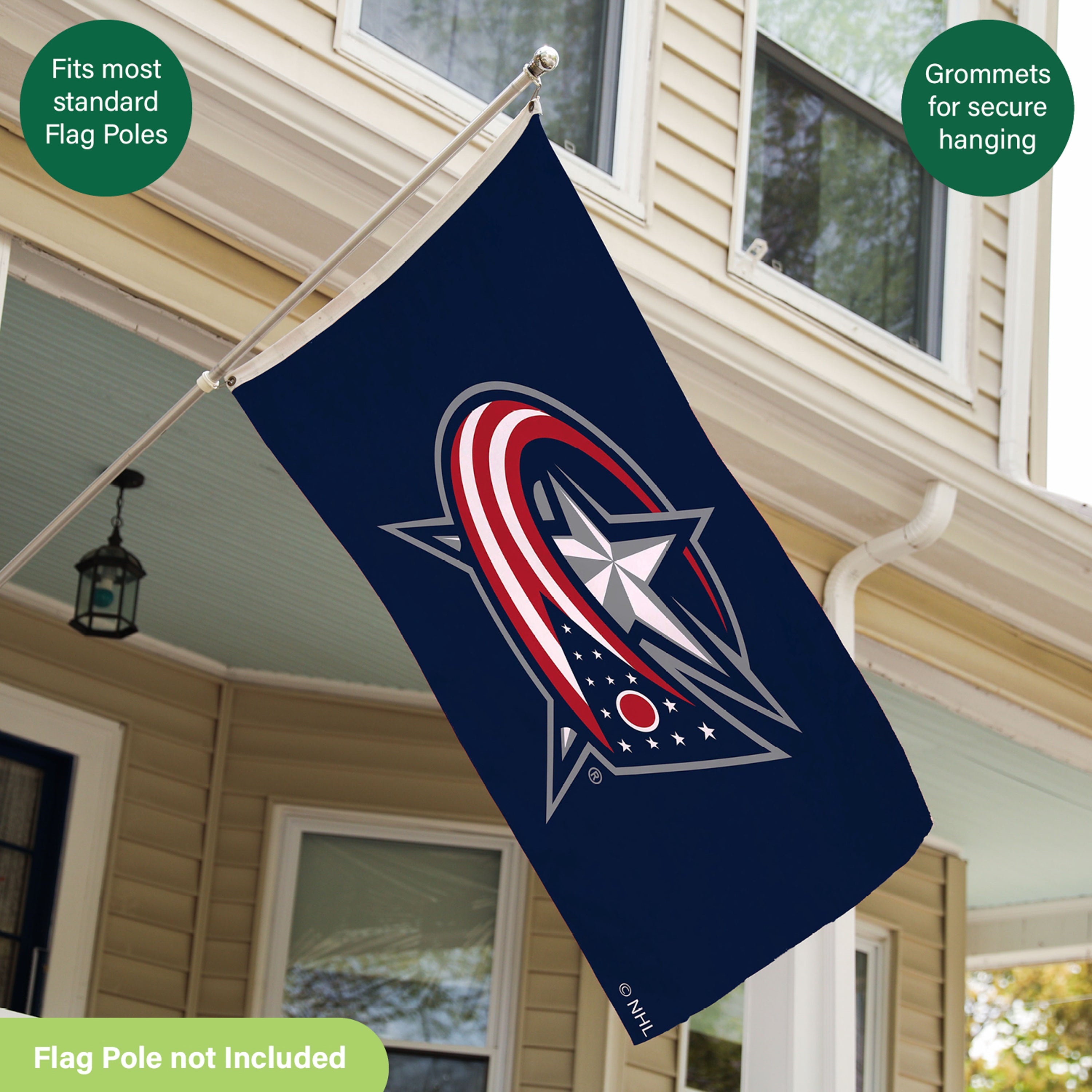 3'x5' Single Sided Flag w/ 2 Grommets, Columbus Blue Jackets