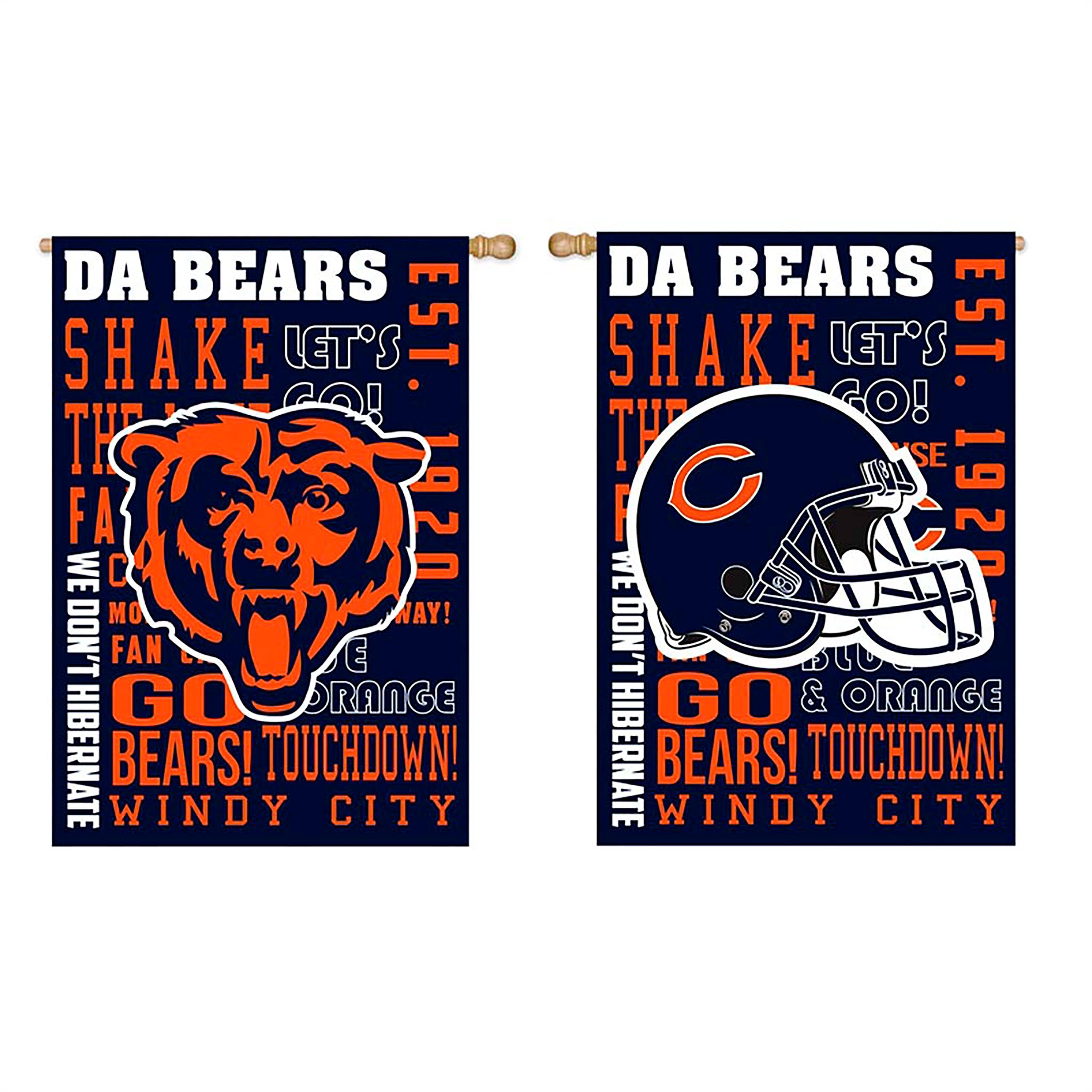 Double-Sided Fan Rules NFL Team Pride Sueded House Flag, Chicago Bears - Sports Collectibles, Sports Memorabilia, Sports Fan Shop, Sports Gifts