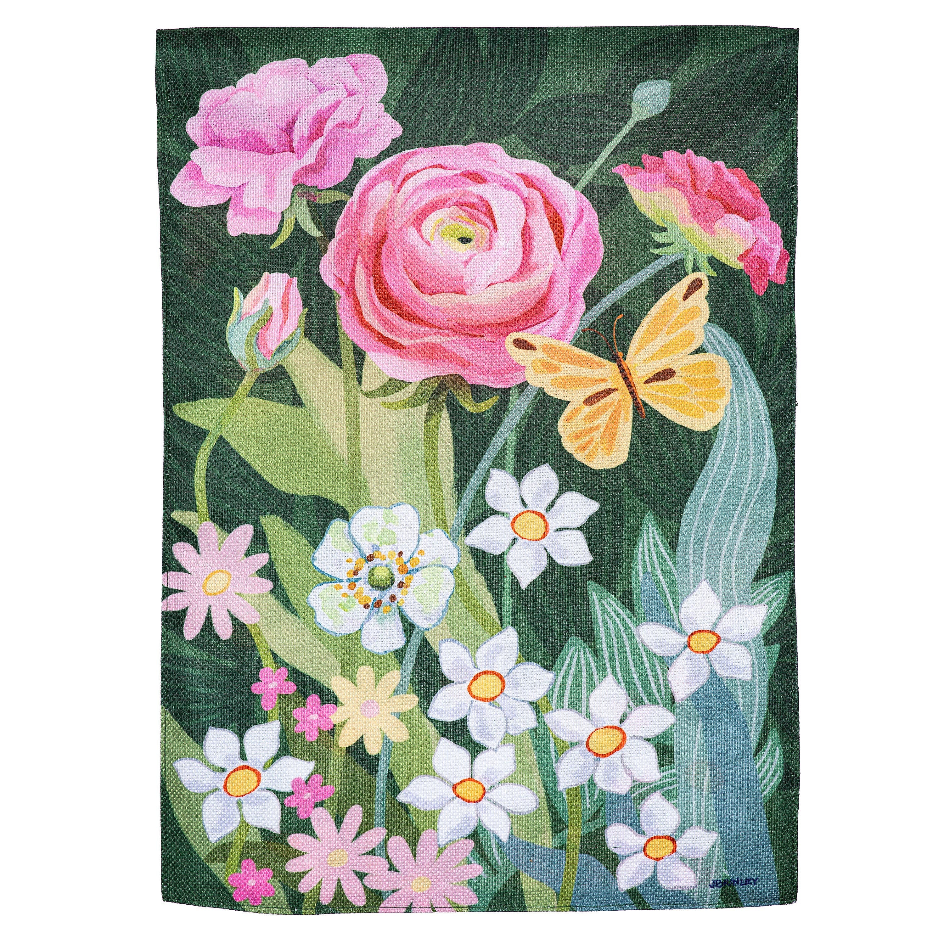 Ranunculus Romance Burlap Garden Flag - Sports Collectibles, Sports Memorabilia, Sports Fan Shop, Sports Gifts