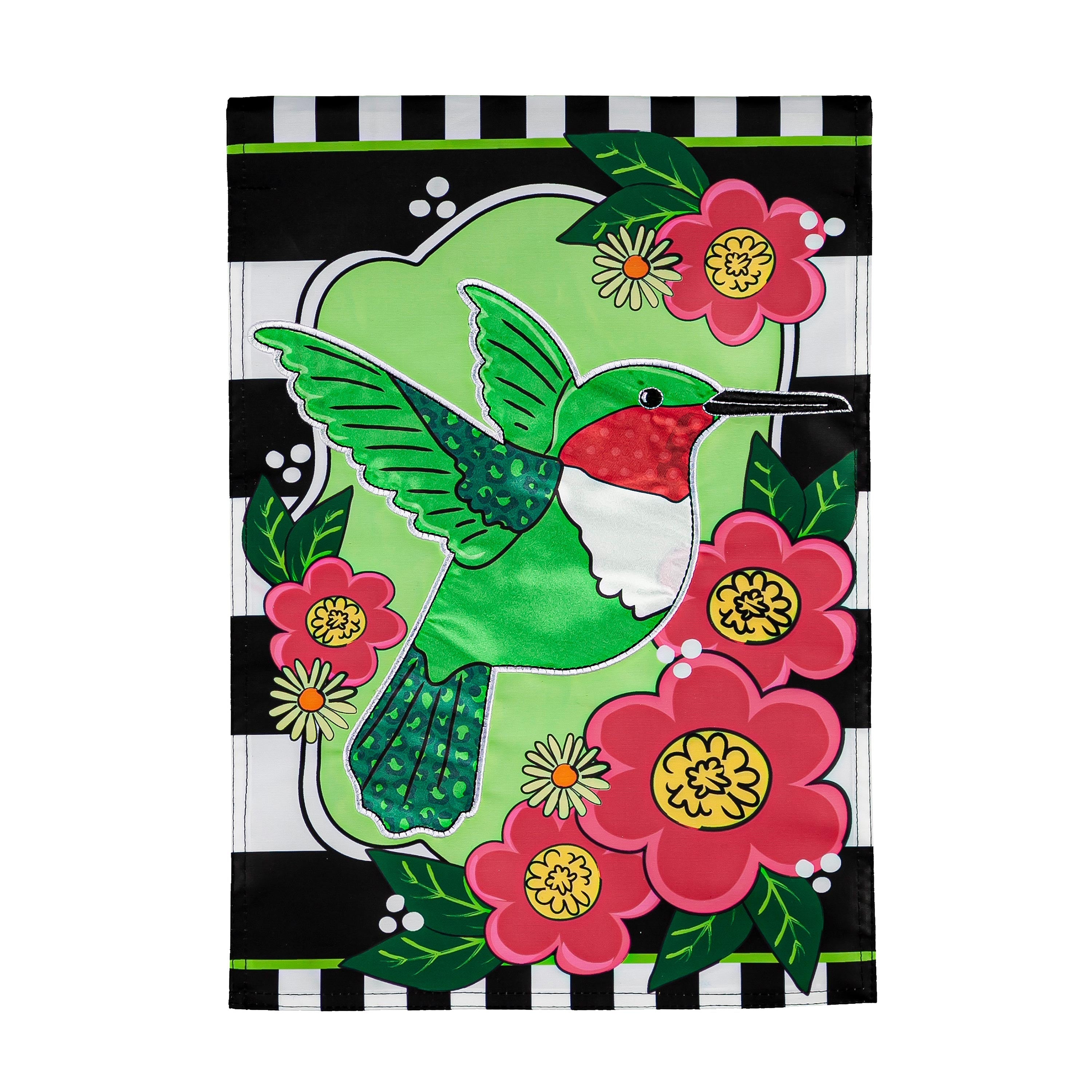 Spring Hummingbird Garden Applique Flag - Sports Collectibles, Sports Memorabilia, Sports Fan Shop, Sports Gifts