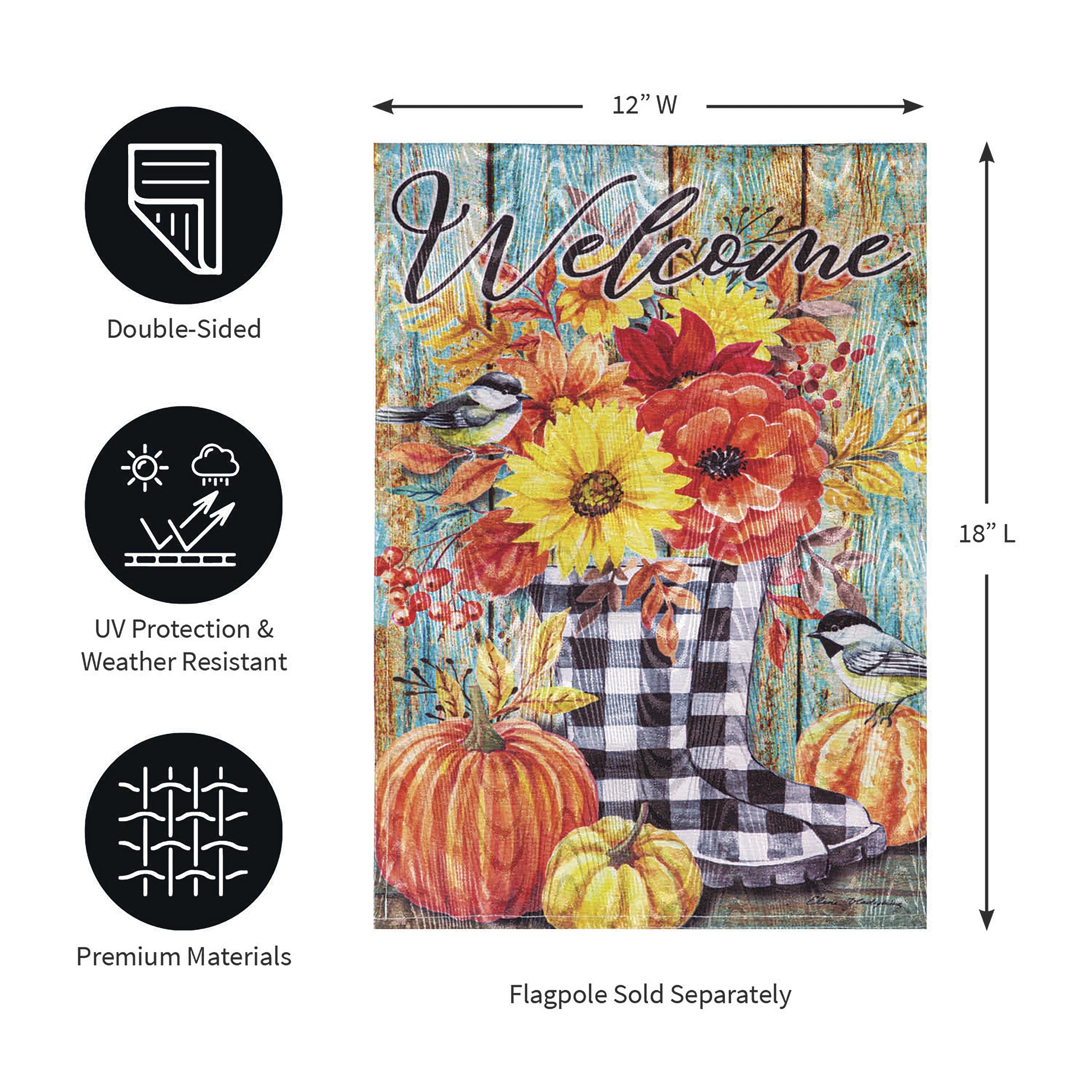Fall Welcome Boots Moire Garden Flag - Sports Collectibles, Sports Memorabilia, Sports Fan Shop, Sports Gifts