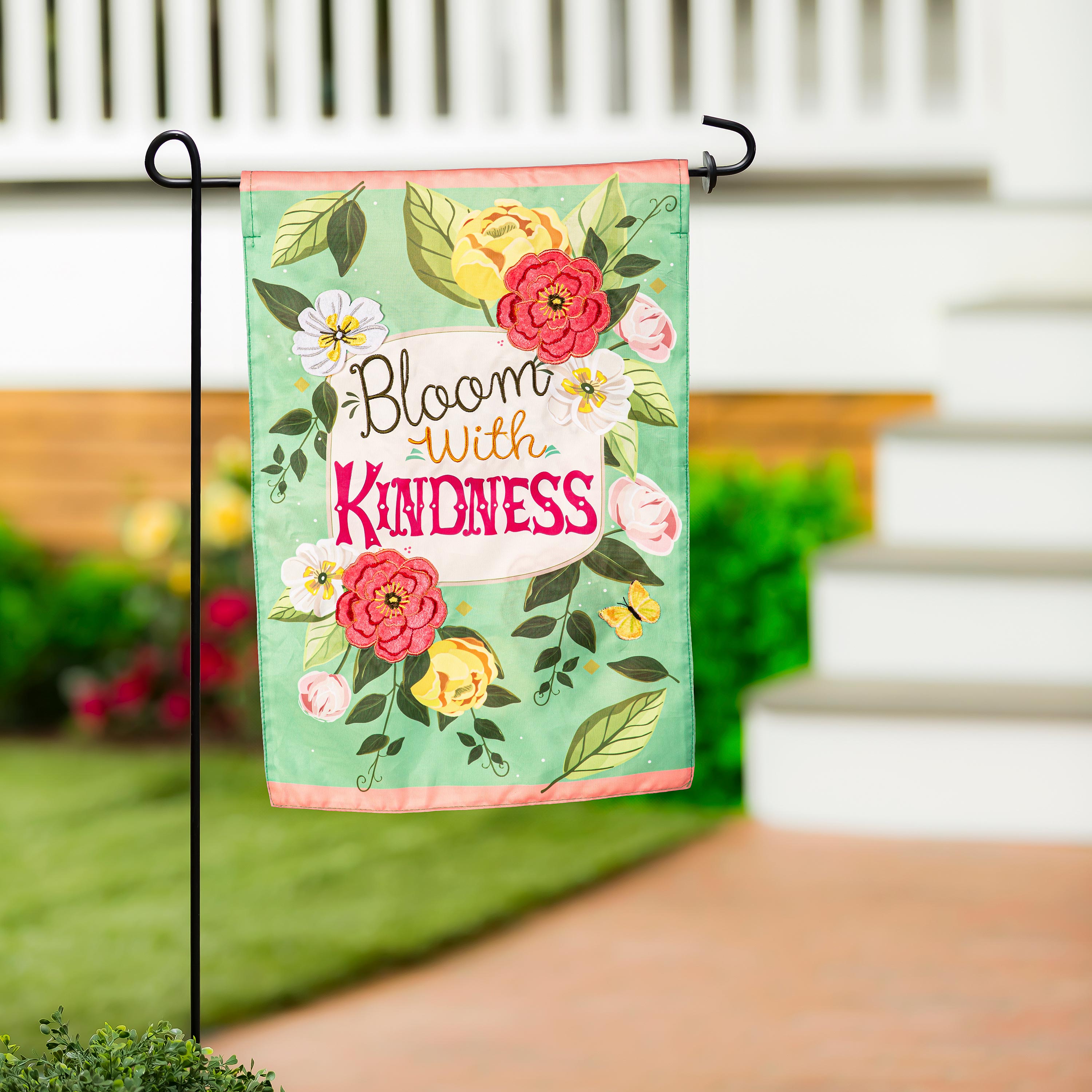 Bloom with Kindness Applique Garden Flag - Sports Collectibles, Sports Memorabilia, Sports Fan Shop, Sports Gifts