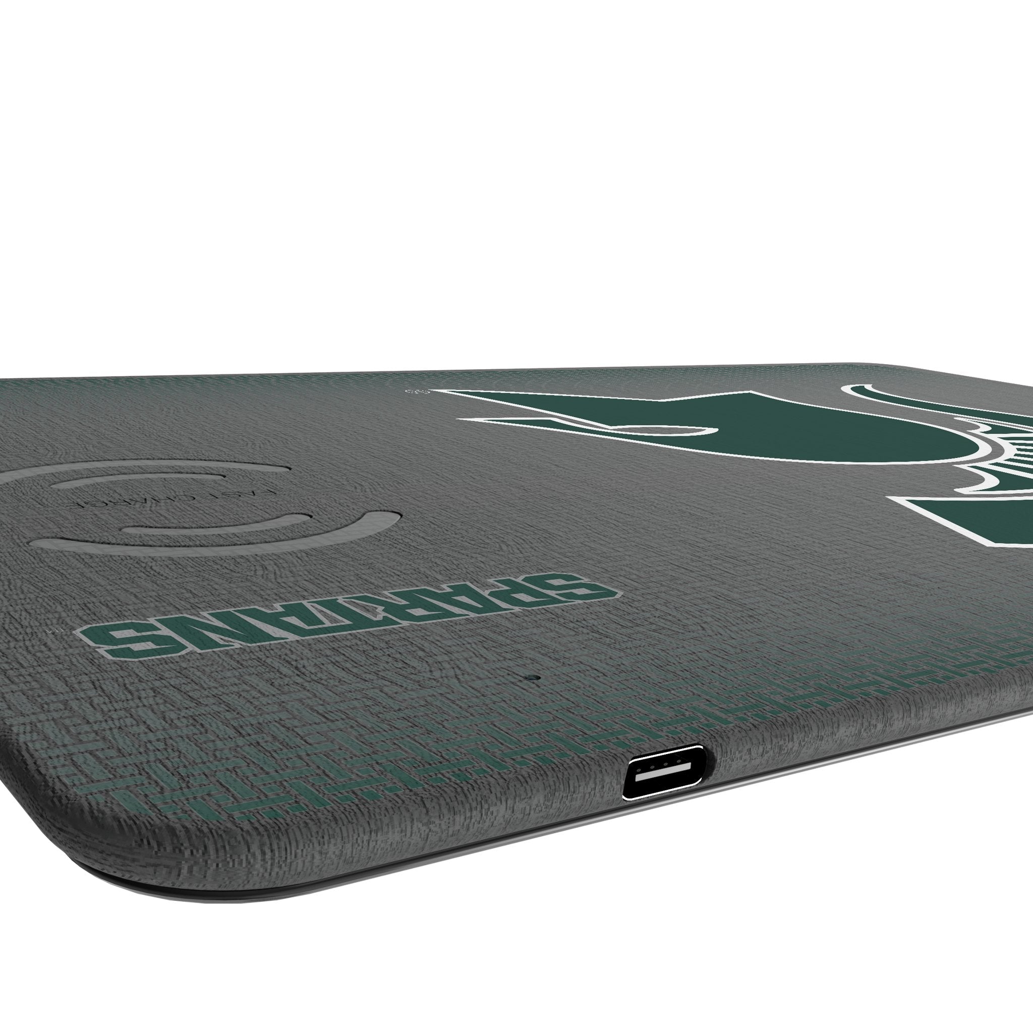 Michigan State University Spartans Linen 15-Watt Wireless Charger and Mouse Pad - Sports Gifts, Sports Memorabilia, Sports Collectibles, Fan Shop