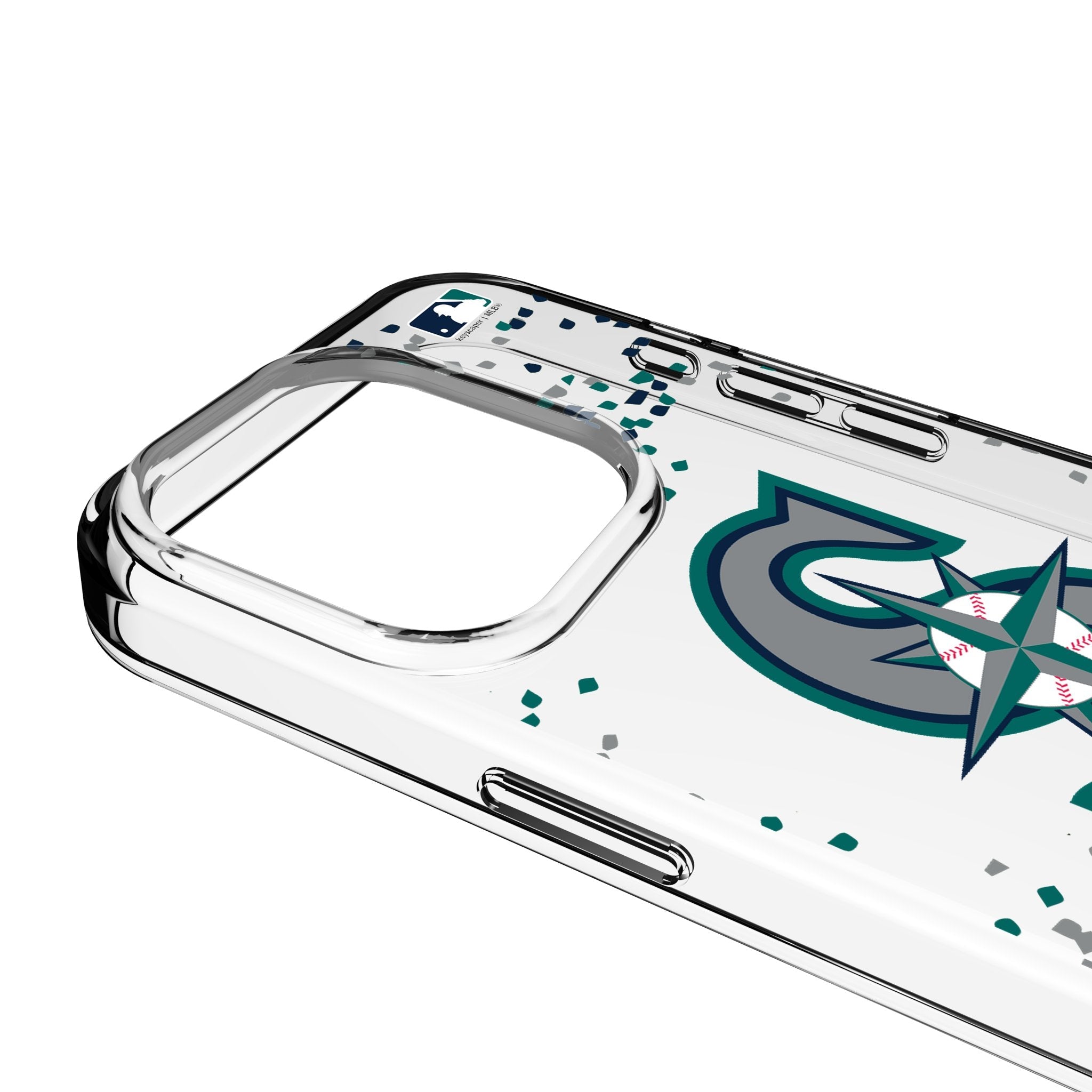 Seattle Mariners Confetti Clear Phone Case for Apple iPhone - Sports Gifts, Sports Memorabilia, Sports Collectibles, Fan Shop