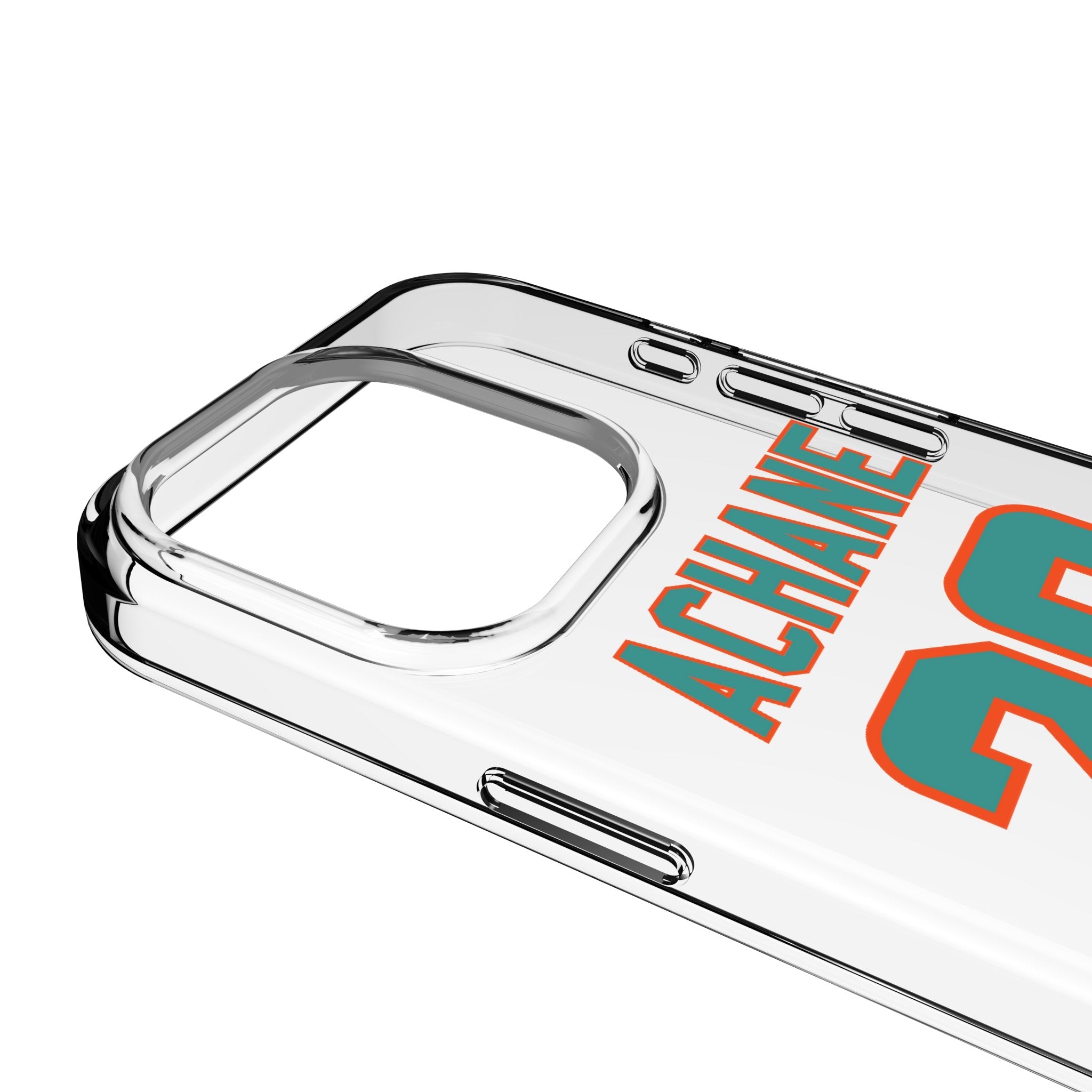 De'Von Achane Miami Dolphins 28 Game Tactic Clear Phone Case for Apple iPhone - Sports Gifts, Sports Memorabilia, Sports Collectibles, Fan Shop