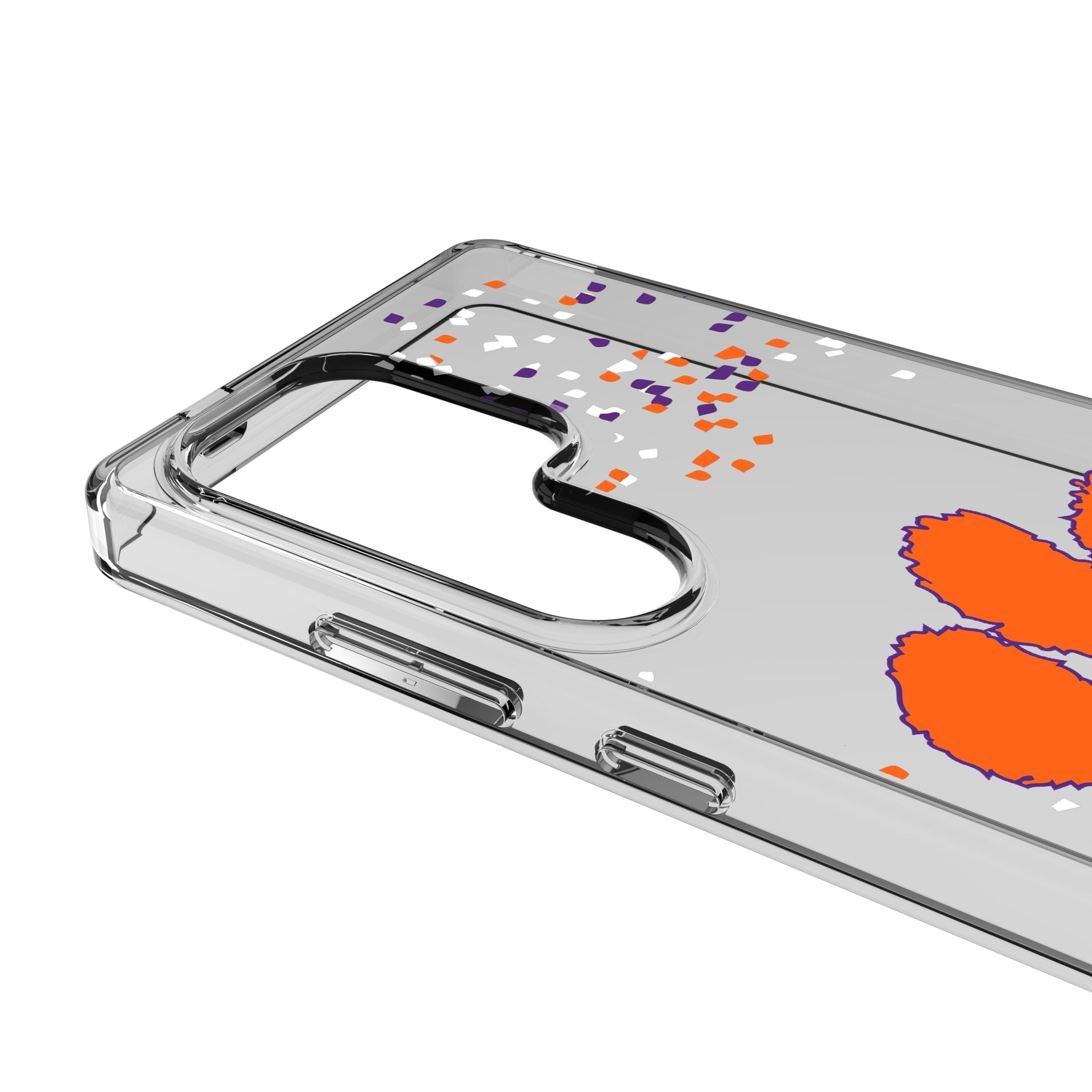 Clemson University Tigers Confetti Clear Phone Case for Samsung Galaxy - Sports Gifts, Sports Memorabilia, Sports Collectibles, Fan Shop