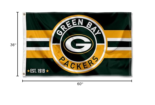 WinCraft Green Bay Packers Patch Button Circle Logo Flag Large 3x5 Banner - Sports Collectibles, Sports Memorabilia, Sports Fan Shop, Sports Gifts