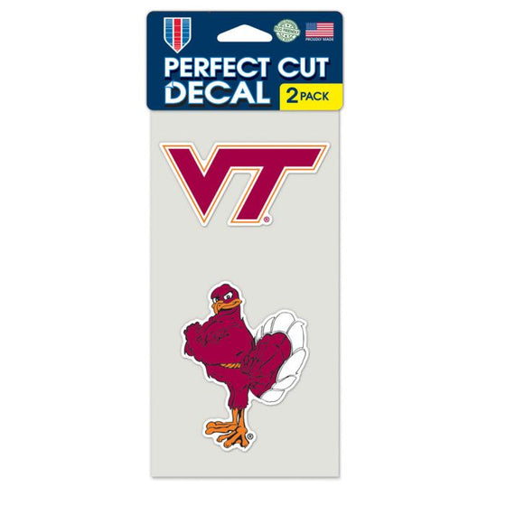 VIRGINIA TECH HOKIES PERFECT CUT DECAL SET OF TWO 4"X4" - 757 Sports Collectibles