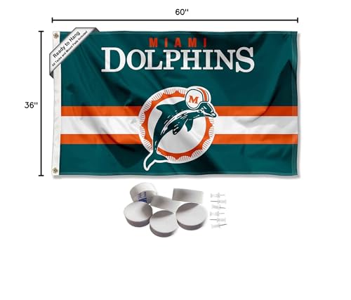 Miami Dolphins Throwback Retro Vintage Banner and Tapestry Wall Tack Pads - Sports Collectibles, Sports Memorabilia, Sports Fan Shop, Sports Gifts