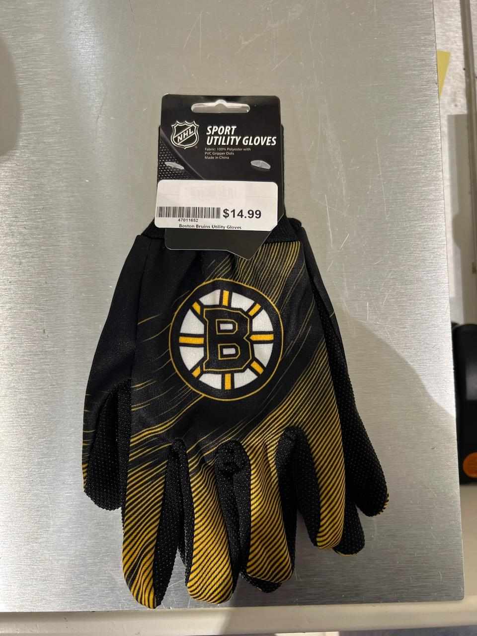 Boston Bruins Striped Utility Gloves - Sports Collectibles, Sports Memorabilia, Sports Fan Shop, Sports Gifts