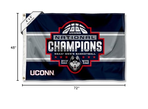 College Flags & Banners Co. Connecticut Huskies 4 ft x 6 ft Basketball National Champions 2024 Flag - Sports Collectibles, Sports Memorabilia, Sports Fan Shop, Sports Gifts