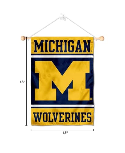 College Flags & Banners Co. Michigan Team University Wolverines Window Wall Banner Hanging Flag with Suction Cup - Sports Collectibles, Sports Memorabilia, Sports Fan Shop, Sports Gifts