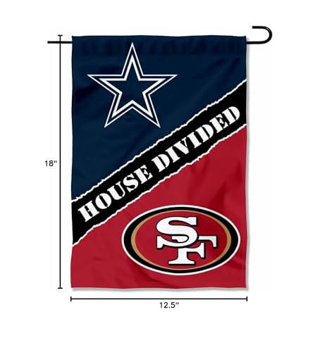 WinCraft House Divided Cowboys and 49ers Double Sided Garden Flag - Sports Collectibles, Sports Memorabilia, Sports Fan Shop, Sports Gifts