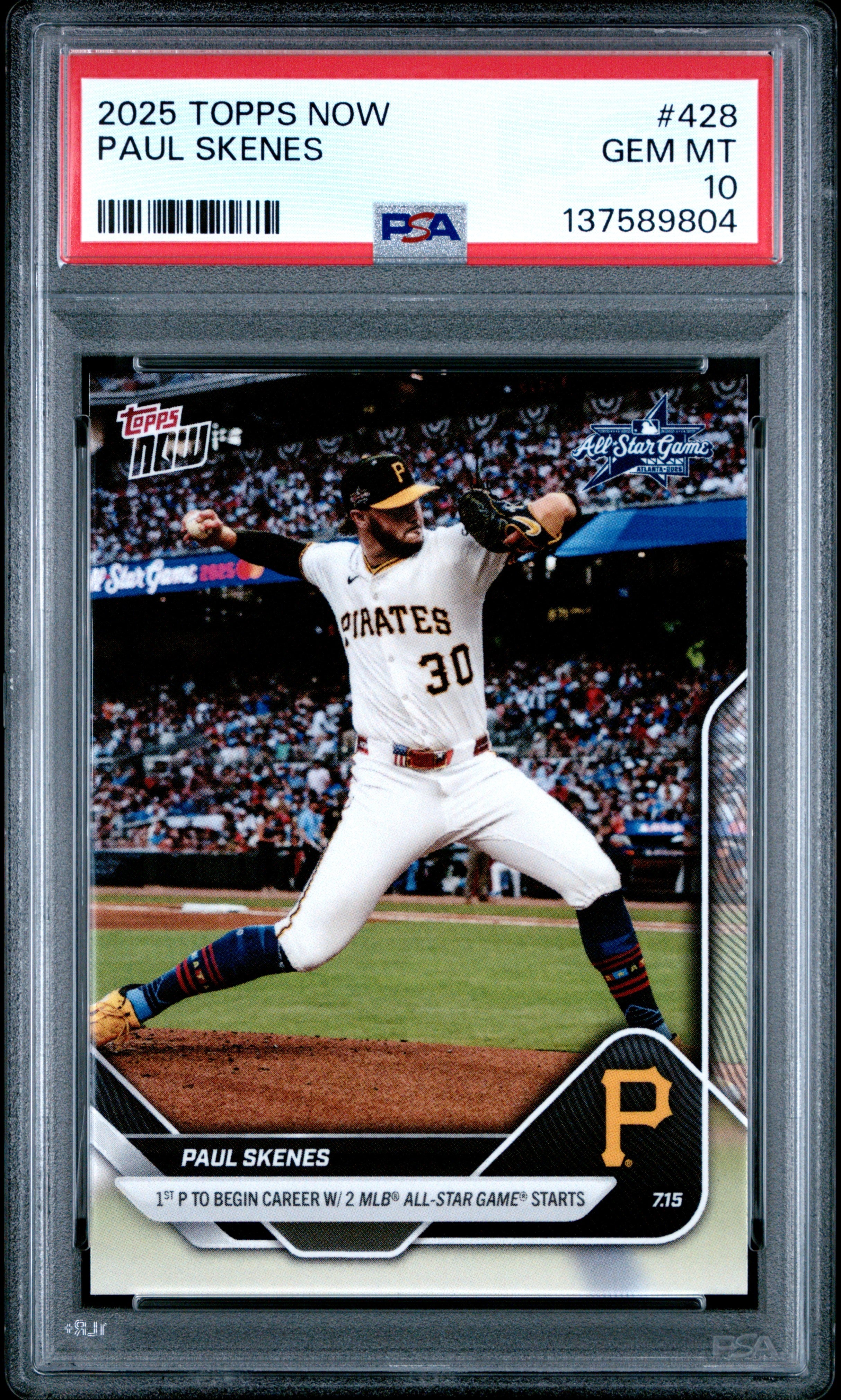 Graded 2025 Topps Now Paul Skenes #428 Baseball Card PSA 10 Gem Mint