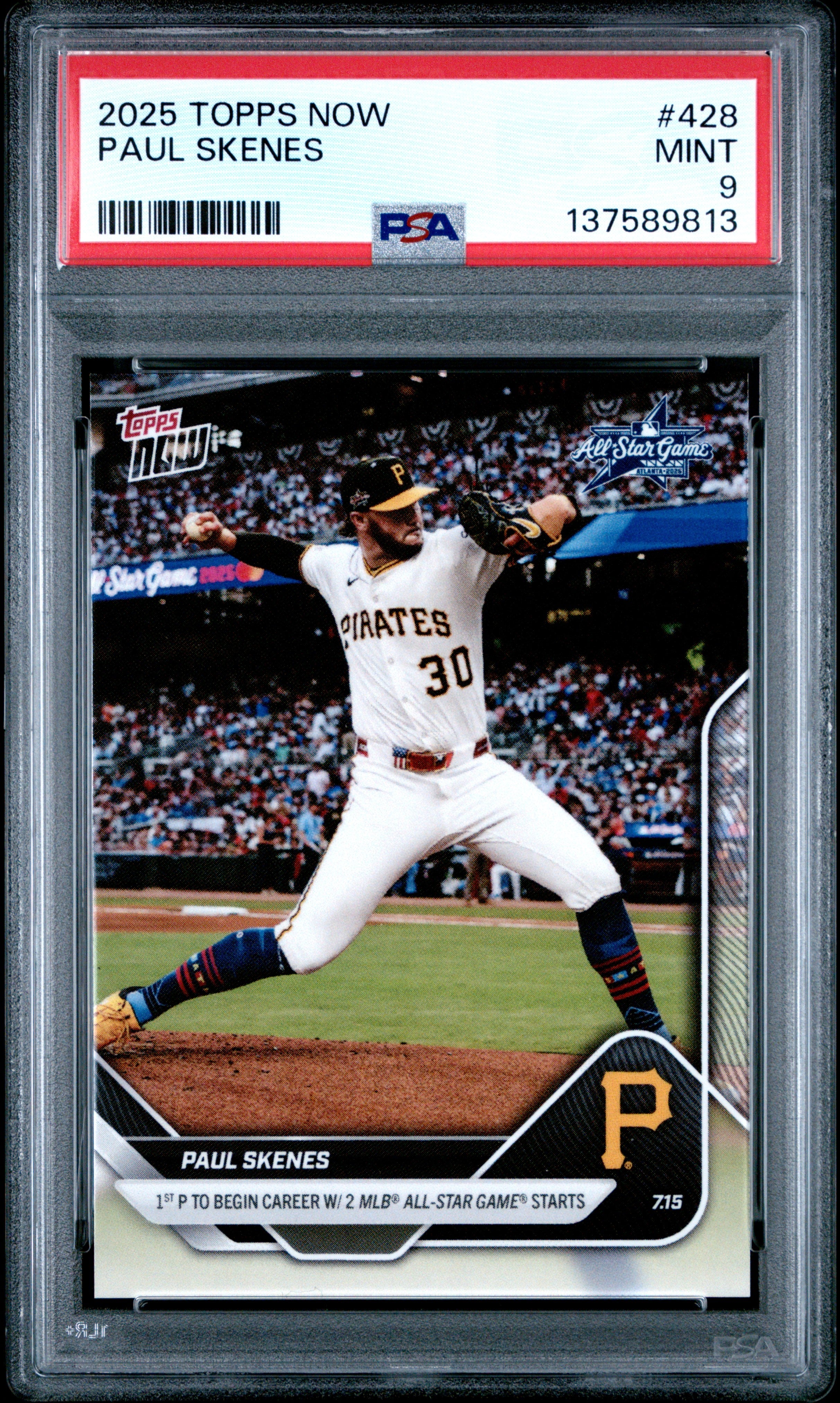 Graded 2025 Topps Now Paul Skenes #428 Baseball Card PSA 9 Mint