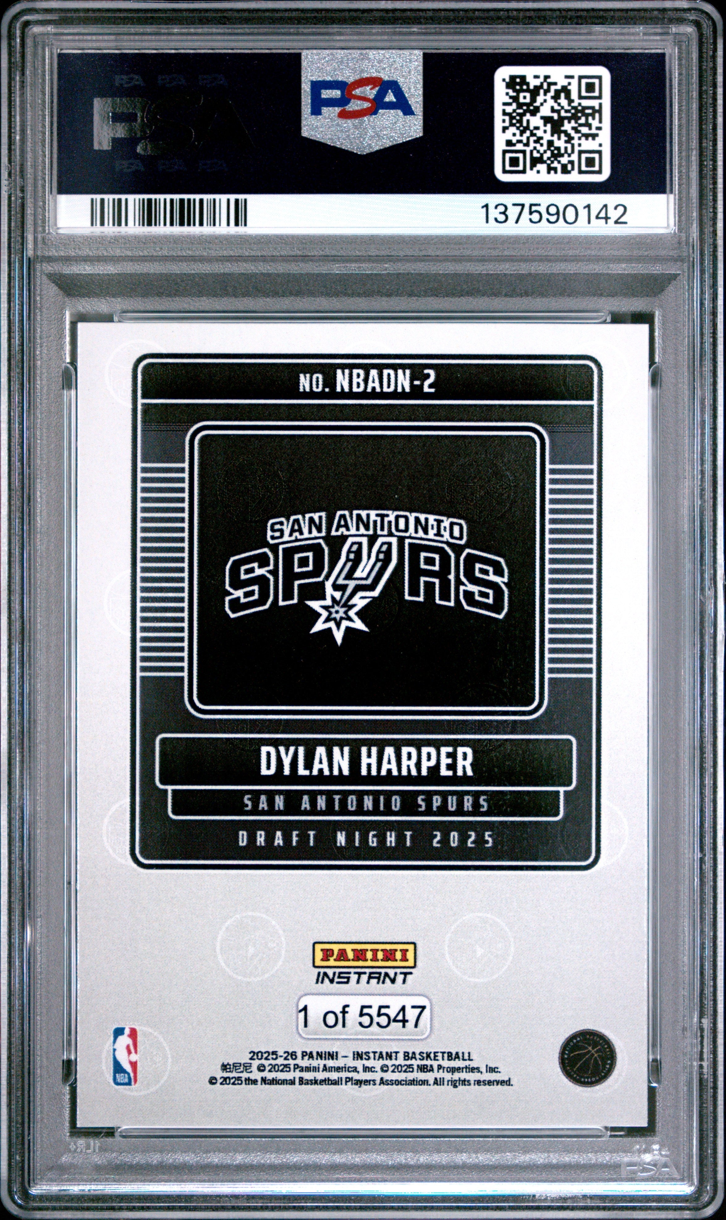 Graded 2025 Panini Instant Dylan Harper #2 Draft Night Rookie RC Basketball Card PSA 6 Excellent
