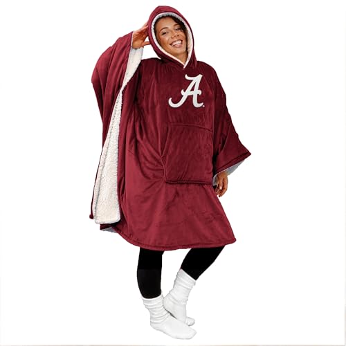 Pegasus Sports NCAA Alabama Crimson Tide Team Color Bloncho w/Logo Patch & Sherpa - Sports Gifts, Sports Memorabilia, Sports Collectibles, Fan Shop