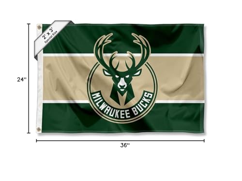 WinCraft Milwaukee Bucks Small 2x3 Foot Banner Flag - Sports Collectibles, Sports Memorabilia, Sports Fan Shop, Sports Gifts