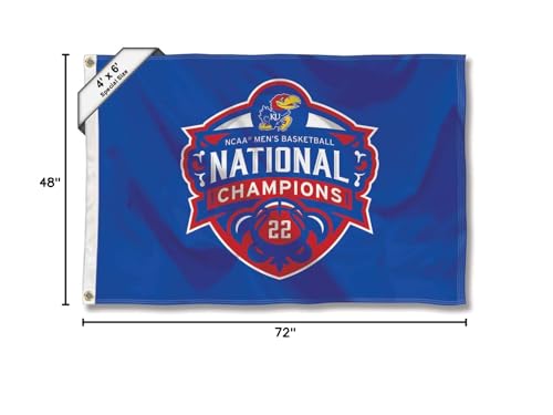 College Flags & Banners Co. Kansas KU Jayhawks 4 ft x 6 ft 2022 Basketball National Champions Flag - Sports Collectibles, Sports Memorabilia, Sports Fan Shop, Sports Gifts
