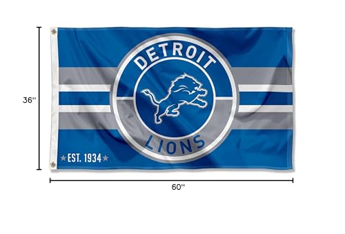 WinCraft Detroit Lions Patch Button Circle Logo Flag Large 3x5 Banner - Sports Collectibles, Sports Memorabilia, Sports Fan Shop, Sports Gifts