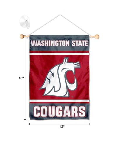 College Flags & Banners Co. Washington State Cougars Window Wall Banner Hanging Flag with Suction Cup - Sports Collectibles, Sports Memorabilia, Sports Fan Shop, Sports Gifts