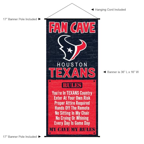 WinCraft Houston Texans Man Cave Fan Banner Wall Door Scroll - Sports Collectibles, Sports Memorabilia, Sports Fan Shop, Sports Gifts