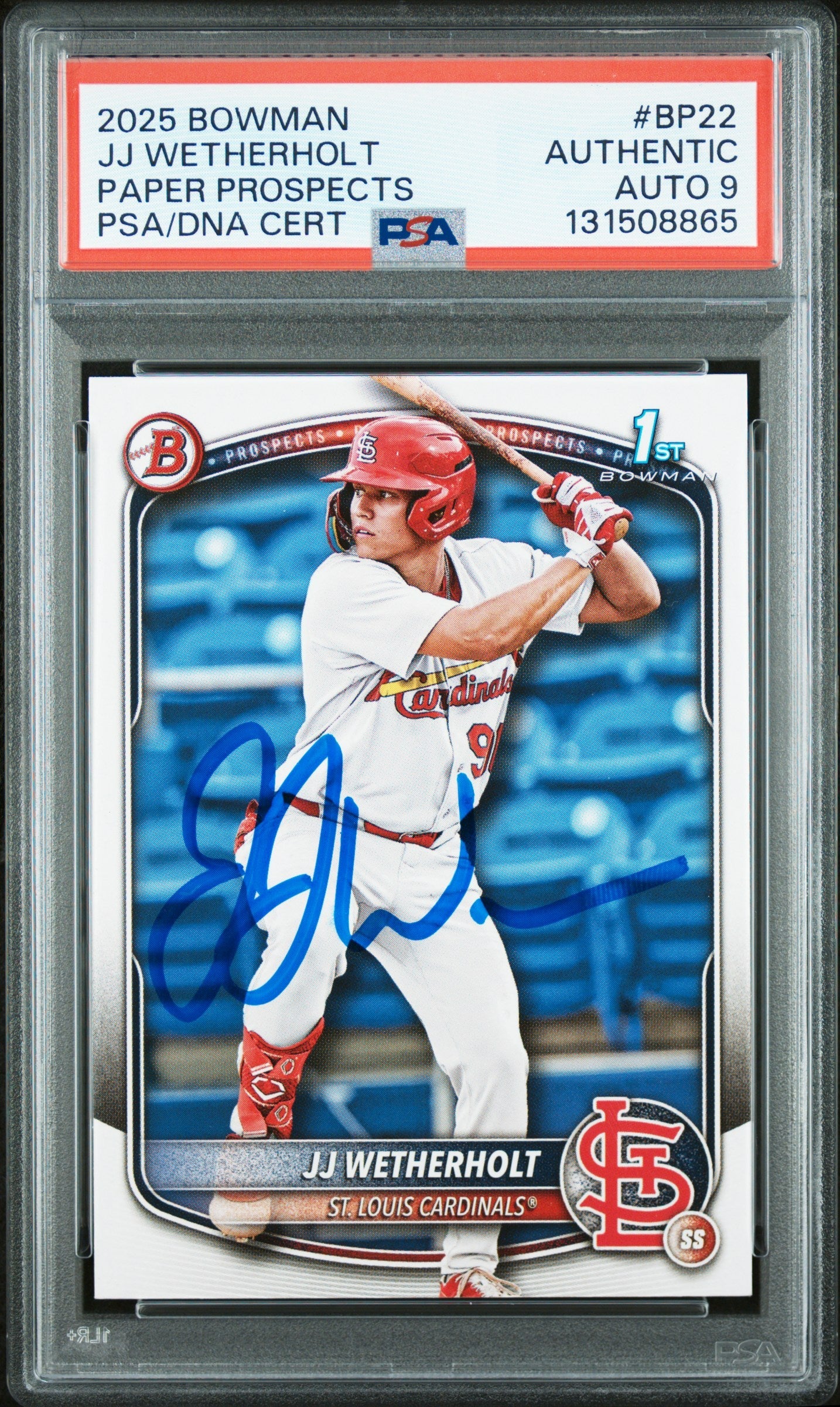 Graded 2025 Topps Bowman JJ Wetherholt #BP-22 Prospects Rookie RC Baseball Card PSA 9 Auto Grade Mint