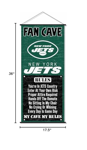 WinCraft New York Jets Man Cave Fan Banner Wall Door Scroll - Sports Collectibles, Sports Memorabilia, Sports Fan Shop, Sports Gifts