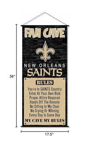 WinCraft New Orleans Saints Man Cave Fan Banner Wall Door Scroll - Sports Collectibles, Sports Memorabilia, Sports Fan Shop, Sports Gifts