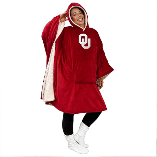 NCAA Oklahoma Sooners Team Color Bloncho w/Logo Patch & Sherpa - Sports Gifts, Sports Memorabilia, Sports Collectibles, Fan Shop