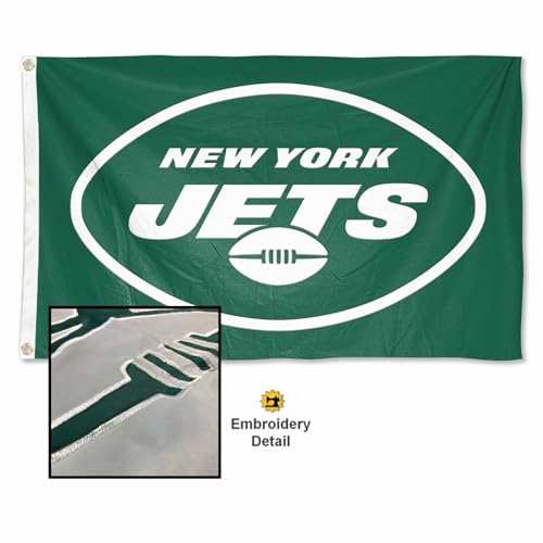 WinCraft New York Jets Embroidered Nylon Flag - Sports Collectibles, Sports Memorabilia, Sports Fan Shop, Sports Gifts