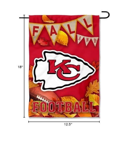 WinCraft Kansas City Chiefs Fall Leaves Decorative Football Garden Flag Double Sided Banner - Sports Collectibles, Sports Memorabilia, Sports Fan Shop, Sports Gifts