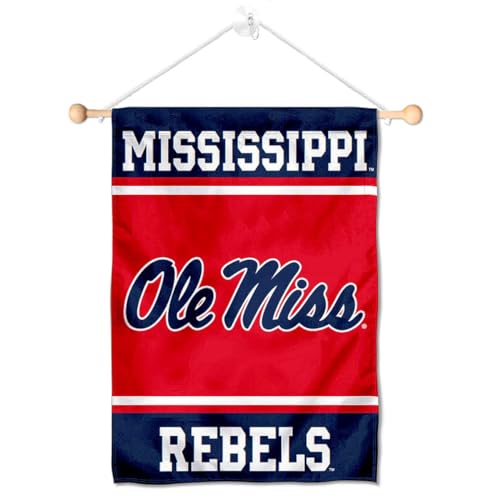 College Flags & Banners Co. Ole Miss Window Wall Banner Hanging Flag with Suction Cup - Sports Collectibles, Sports Memorabilia, Sports Fan Shop, Sports Gifts