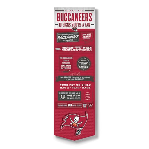 YouTheFan Officially-licensed NFL Tampa Bay Buccaneers 6x19 Top 10 Signs Banner - humorous descriptions - fun sports fan phrases, original design, indoor team wall decor fan gift - Sports Collectibles, Sports Memorabilia, Sports Fan Shop, Sports Gifts