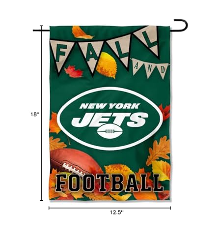 WinCraft New York Jets Fall Leaves Decorative Football Garden Flag Double Sided Banner - Sports Collectibles, Sports Memorabilia, Sports Fan Shop, Sports Gifts