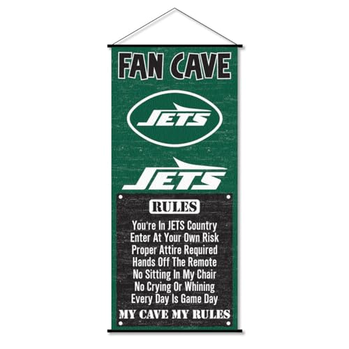 WinCraft New York Jets Man Cave Fan Banner Wall Door Scroll - Sports Collectibles, Sports Memorabilia, Sports Fan Shop, Sports Gifts
