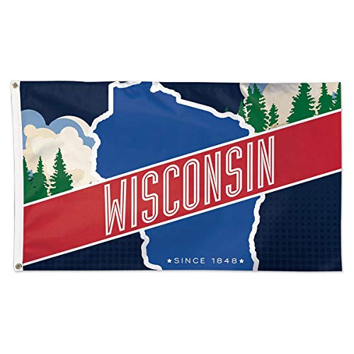 Wisconsin Since 1848 Flag for Flag Pole - Sports Collectibles, Sports Memorabilia, Sports Fan Shop, Sports Gifts