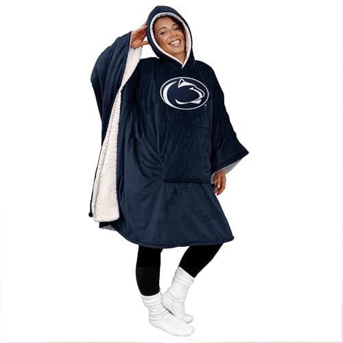 NCAA Penn State Nittany Lions Team Color Bloncho w/Logo Patch & Sherpa - Sports Gifts, Sports Memorabilia, Sports Collectibles, Fan Shop