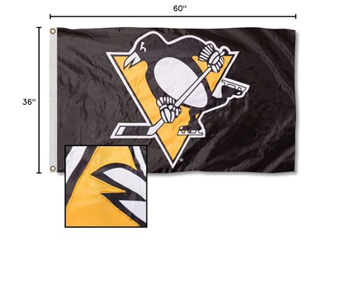 WinCraft Pittsburgh Penguins Applique and Embroidery Flag - Sports Collectibles, Sports Memorabilia, Sports Fan Shop, Sports Gifts