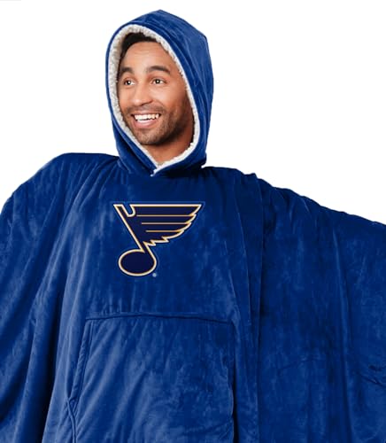 Pegasus Sports NHL St. Louis Blues Team Color Bloncho w/Logo Patch & Sherpa - Sports Gifts, Sports Memorabilia, Sports Collectibles, Fan Shop