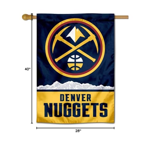 WinCraft Denver Nuggets Pickaxe Logo Double Sided House Banner Flag - Sports Collectibles, Sports Memorabilia, Sports Fan Shop, Sports Gifts