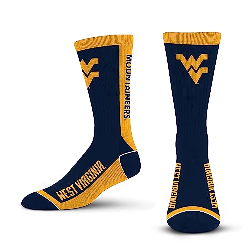 For Bare Feet NCAA WEST VIRGINIA MOUNTAINEERS MVP Crew Sock Team Color Large - Sports Gifts, Sports Memorabilia, Sports Collectibles, Fan Shop