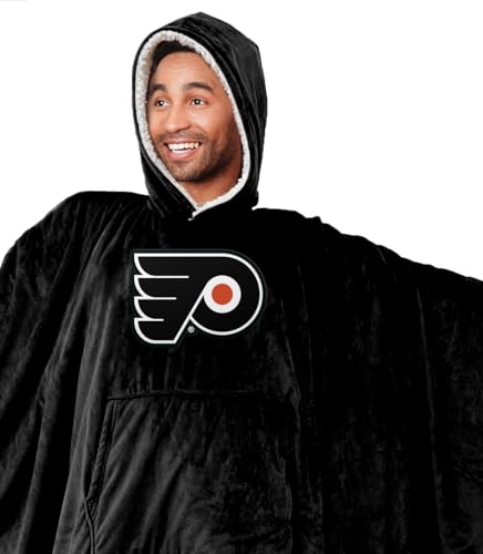 Pegasus Sports NHL Philadelphia Flyers Team Color Bloncho w/Logo Patch & Sherpa - Sports Gifts, Sports Memorabilia, Sports Collectibles, Fan Shop