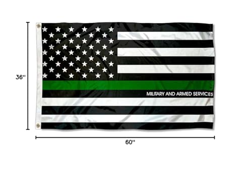 Sports Flags Pennants Company Military and Armed Services Thin Line Flag 3x5 Foot Banner - Sports Collectibles, Sports Memorabilia, Sports Fan Shop, Sports Gifts