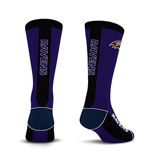 For Bare Feet NFL BALTIMORE RAVENS MVP Crew Sock Team Color Large - Sports Gifts, Sports Memorabilia, Sports Collectibles, Fan Shop