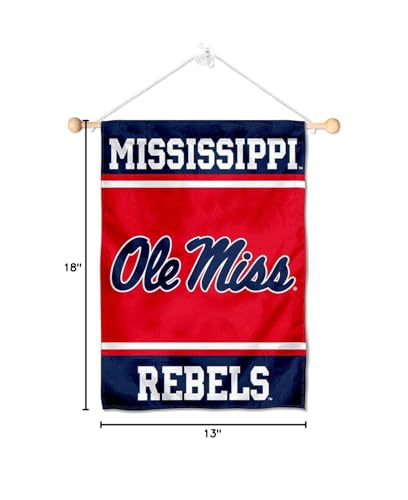 College Flags & Banners Co. Ole Miss Window Wall Banner Hanging Flag with Suction Cup - Sports Collectibles, Sports Memorabilia, Sports Fan Shop, Sports Gifts