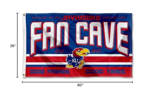 Kansas Jayhawks Fan Man Cave Banner Flag - Sports Collectibles, Sports Memorabilia, Sports Fan Shop, Sports Gifts