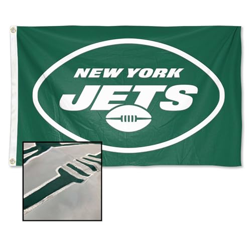 WinCraft New York Jets Embroidered Nylon Flag - Sports Collectibles, Sports Memorabilia, Sports Fan Shop, Sports Gifts